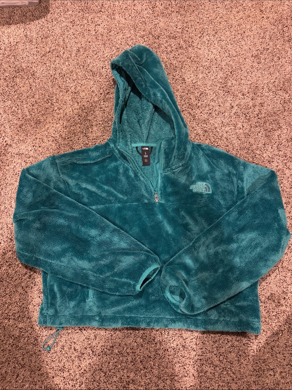 The North Face Teal Plush Hooded Quarter-Zip Pullover